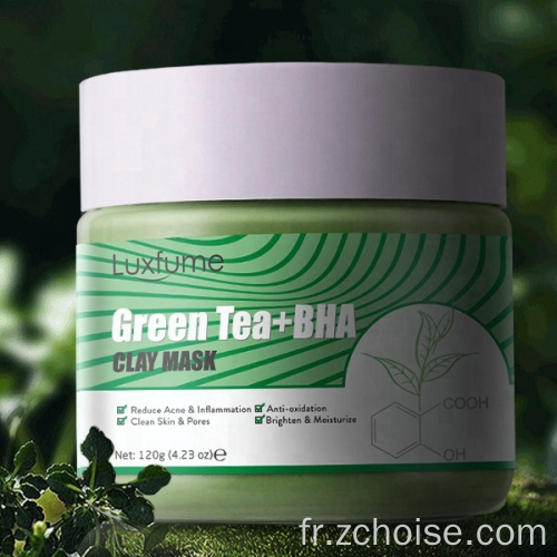 masque de boue d&#39;argile pour le visage anti-acné au thé vert